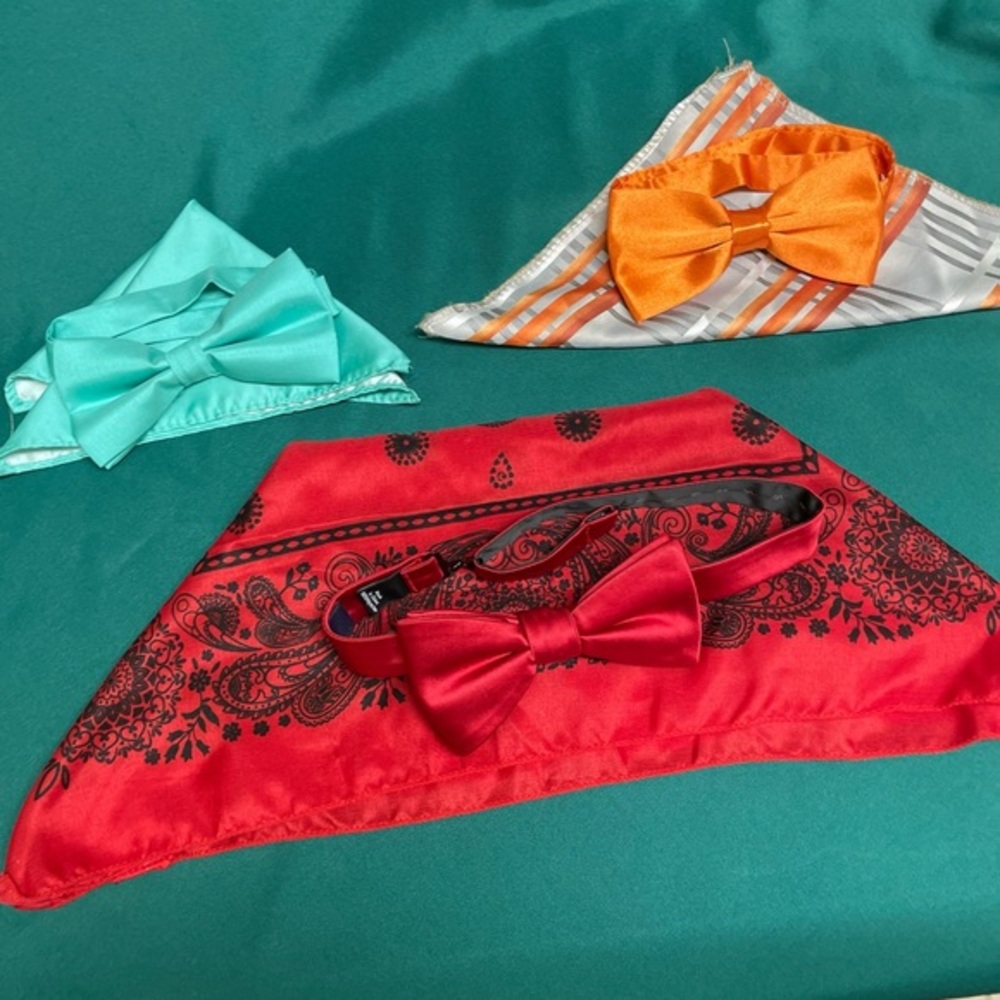 Stylish Red Bow Tie and Handkerchiefs Set of 3